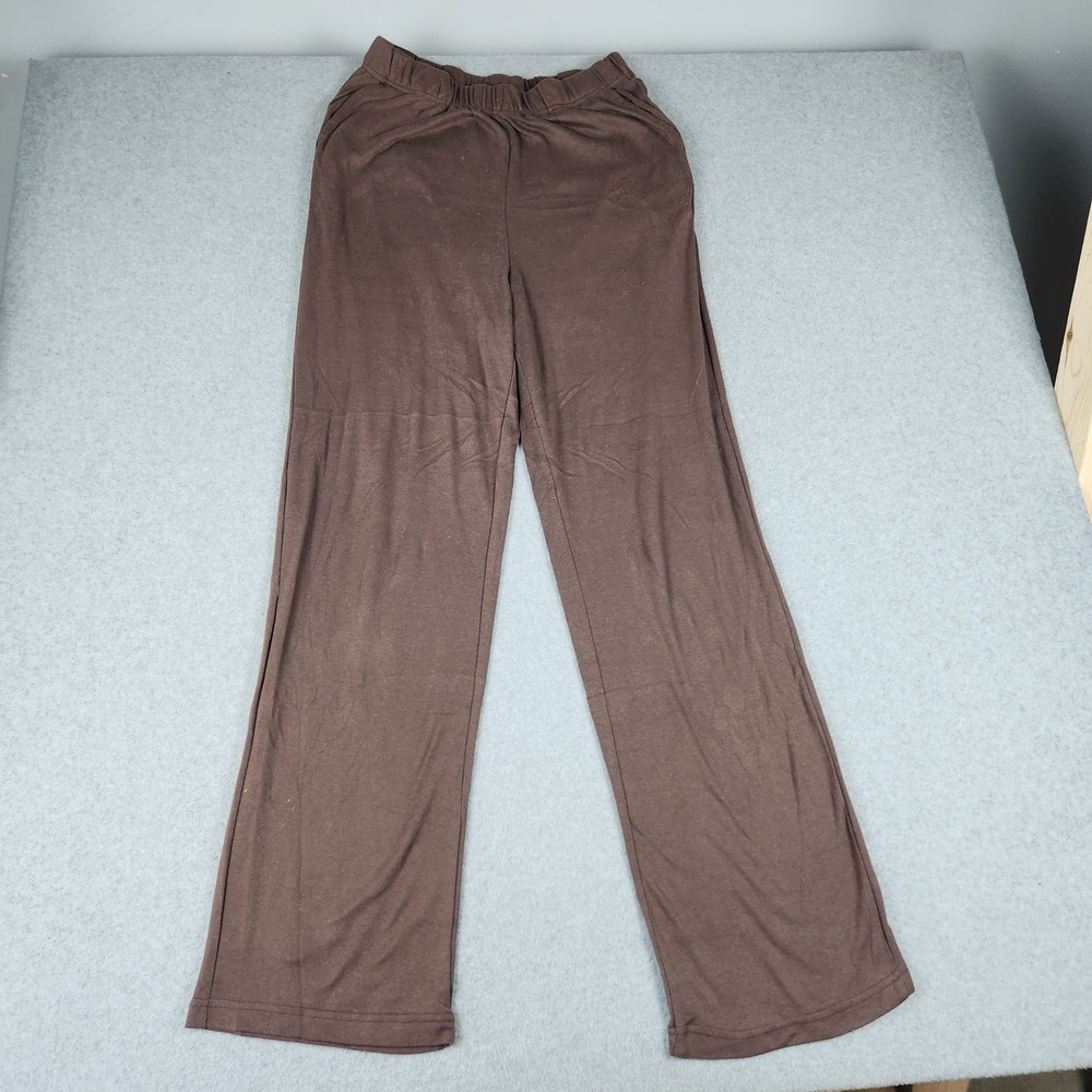 Woman Within Pants Women M Tall 14/16 Brown Knit‎ Elastic Waist Relaxed Straight